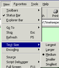 Changing the font/text size in IE v5