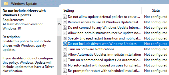 The Local Group Policy Editor controls drivers