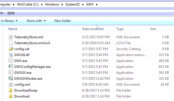 The C:\Windows\system32\GWX folder